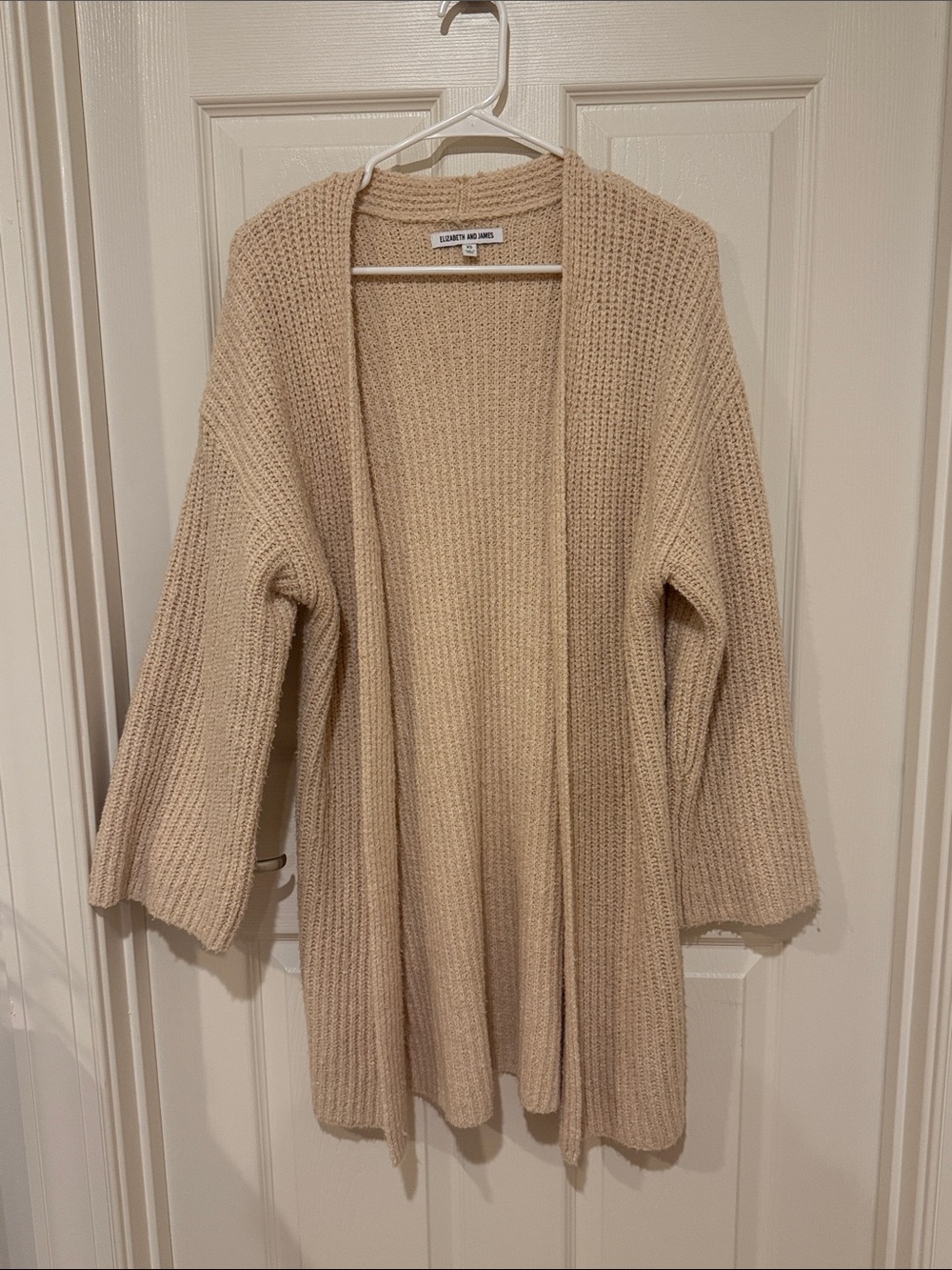 Elizabeth and James Open-Front Ribbed Cardigan - Beige